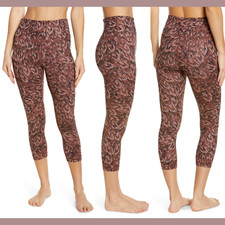 NWT ZELLA Small High Waist Studio Lite Crop Leggings in Brown Marron U422
