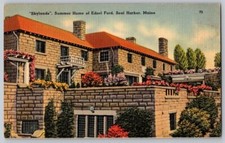 Vintag Skylands Summer House of Edsel Ford Seal Harbor Maine Postcard flowers