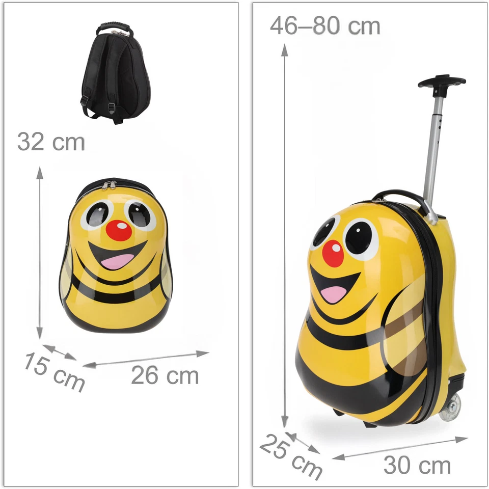 Kinder Reiseset 2tlg Tier-Motive Kinderkoffer Rucksack Trolley Hartschalenkoffer - Bild 4 von 4