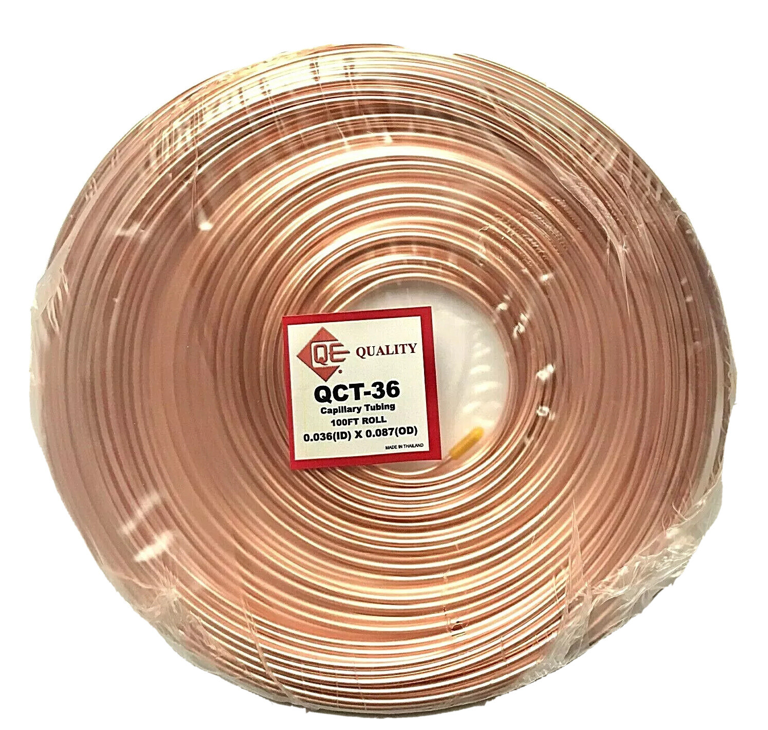 REFRIGERATION COPPER CAPILLARY TUBING 0.036" (ID) x 0.087" (OD) x 100 FT ROLL