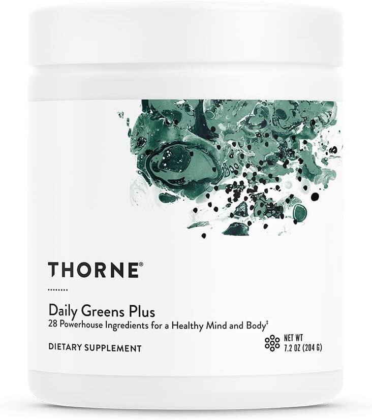 THORNE Daily Greens Plus - Comprehensive Greens Powder with Matcha - Mint Flavor