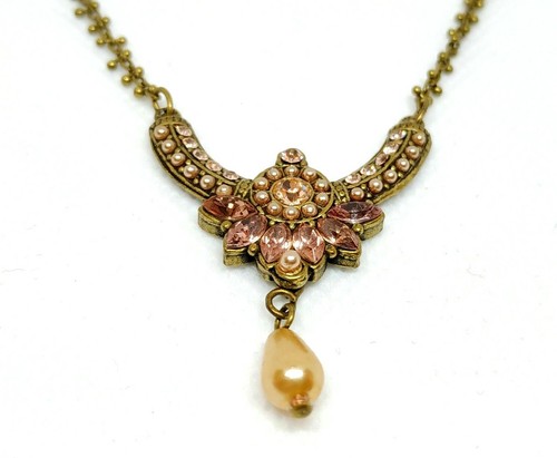 Lovely Gentle Michal Negrin Necklace Champagne Crystal Beautiful. - Picture 6 of 10