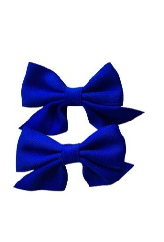 NEW 6cm Blue Satin Fabric Bow 4.5cm Hair Black Beak Clip Slide Fashion