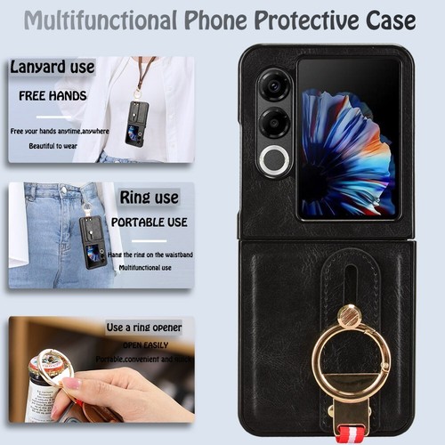 For ZTE nubia Flip2 / Flip 2 5G Wristband Case Luxury PU Leather+PC Back Cover - Picture 13 of 29