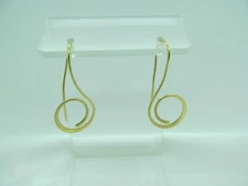 NABCO 14K YELLOW GOLD LONG SWIRL OPENWORK DESIGN DROP/DANGLE EARRINGS