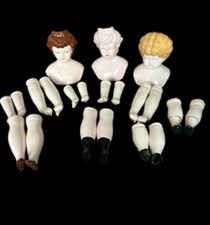 Vintage porcelain Doll heads and parts 21 pieces