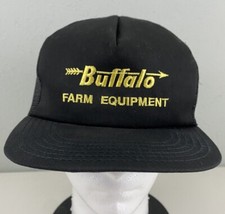 Vintage Buffalo Farm Equipment SnapBack Hat Black Trucker Mesh Cap Made in USA