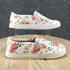 Easy Spirit Shoes Womens 9.5M Slip On Sneaker Floral Flat Low Top White Comfort