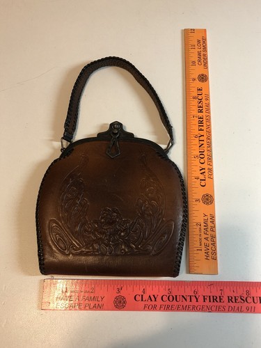 Vintage Jemco Leather Art Nouveau Purse - Patent 1921 - Silverplate Clasp - Picture 12 of 12