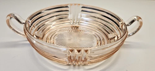 Pink Depression Glass Manhattan Vintage Small Serving Bowl/Candy Dish w/ Handles