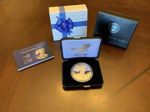 2026-W Proof American Silver Eagle 1 oz .999 Silver w/ Box  Congratulations Set