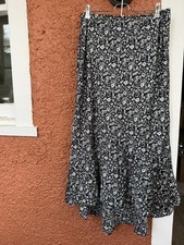 Abercrombie  Fitch Black and White Floral Midi Skirt Size XL