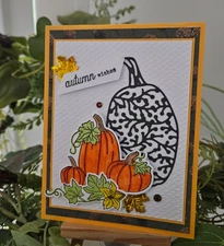STAMPIN UP CARD KIT -  PUMPKINS  AUTUMN WISHES KIT MAKES 4 CARDS LL.22