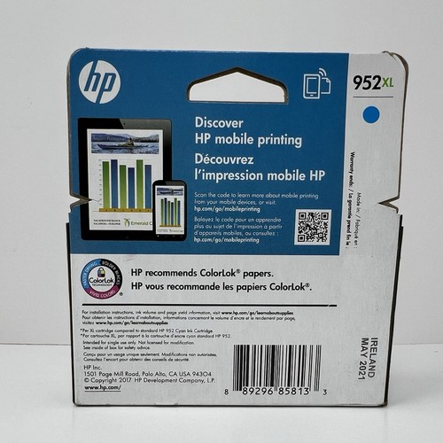 Original HP 952XL Cyan Ink Cartridge Vibrant L0S61AN Officejet MAY 2021 - Picture 9 of 10