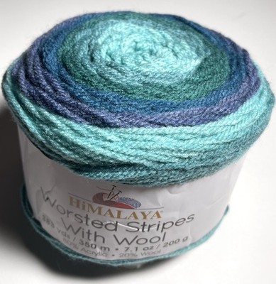 HIMALAYA WORSTED STRIPES WITH WOOL YARN 1pk. TEALS . I Combine Ship. See Det