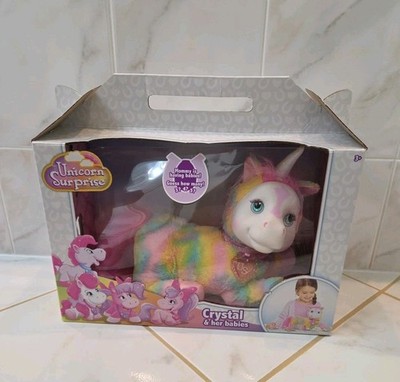 Unicorn Surprise CRYSTAL Plush Pastel Rainbow Tie Dye Mama & 3-5 Babies *DMG BOX