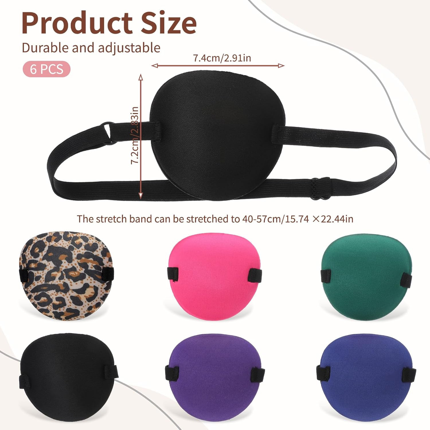 6-Pack 3D Adjustable Eye Patch for Adults & Kids Lazy Eye Amblyopia Therapy