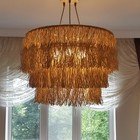 Boho Pendant Light Fixture Jute Fringe Chandelier 55cm width Bohemian Lamp Shade