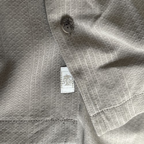 Camicia Tommy Bahama uomo XXL 100% seta marrone abbottonata casual tinta unita manica corta - Foto 13 di 13