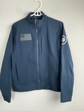 Lululemon Men’s Full Zip Jacket Medium Blue VP Logo USA Flag Patch Athletic
