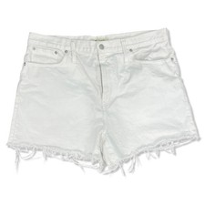 Madewell White Denim Perfect Jean Shorts Frayed Hem 5 Pocket Design Size 32
