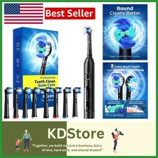 8-Head Rotating Electric Toothbrush with 4 Modes  Long-Lasting Battery