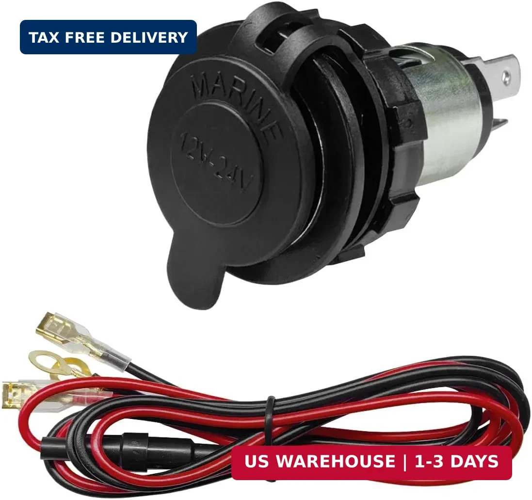 Cigarette Lighter Socket, DC 12V Car Power Outlet Socket Replacement, Waterproof