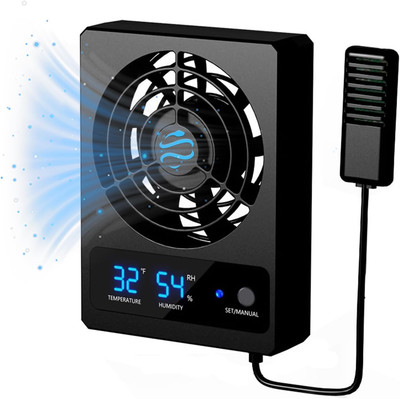 Reptile Ventilation Fan with Humidity Control & High Temp Alarm, Smart Hygromete