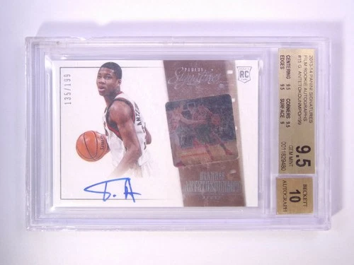 2013-14 Panini Signatures Giannis Antetokounmpo RC Rookie Auto /199 BGS 9.5