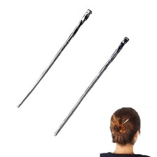 Set of 2 Silver Hair Sticks Chinese Hairpin Metal Hair Accessories Classic Hair