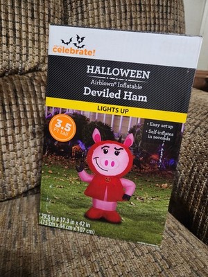 Deviled Ham Airblown Inflatable Decor Lights Up 3.5ft Self Inflates