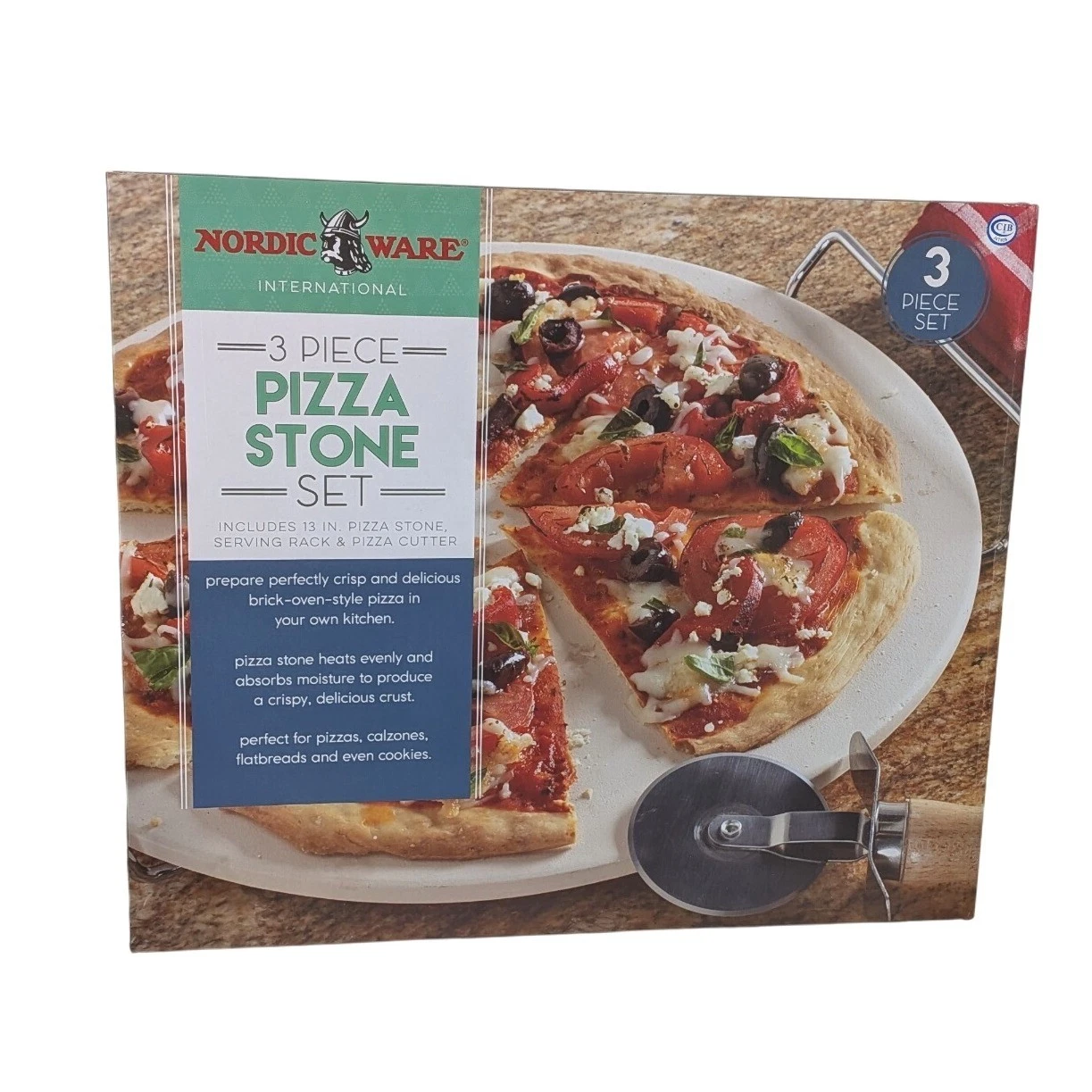 Nordic Ware 3-Piece Pizza Stone Set NIB 13" Stone, Rack & Cutter – New in Box
Opens in a new window