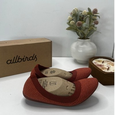 Allbirds Tree Breezers Slip On Knit Ballet Flat Sunkissed Red Orange Women 5 NWB
