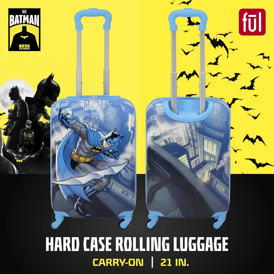 Детский чемодан унисекс DC Comics Batman 21 дюйм ручная кладь, жесткий на колесиках Sui... - Изображение 2 из 4