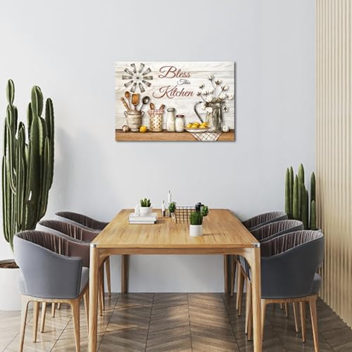 Kitchen Canvas Wall Art Rustic Farmhouse Kitchen Wall Decor Painting Art - Picture 6 of 7