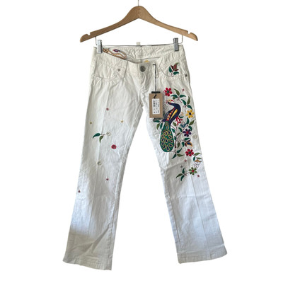 DSQUARED2 Tropical Embroidered Jeans White Size 38 NEW WITH TAGS