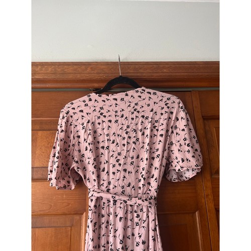 Seraphine Women's Blush Pink Midi Wrap Maternity Dress Short Sleeve Floral SZ 6 - Imagen 10 de 11