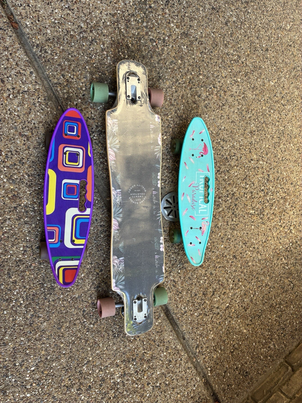2 Penny Style Longboard Skateboard W/Lightup Wheels & One Bi
