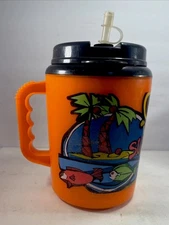 Betras USA Vintage 52 oz Giant Travel Mug Summer Fun Neon Orange