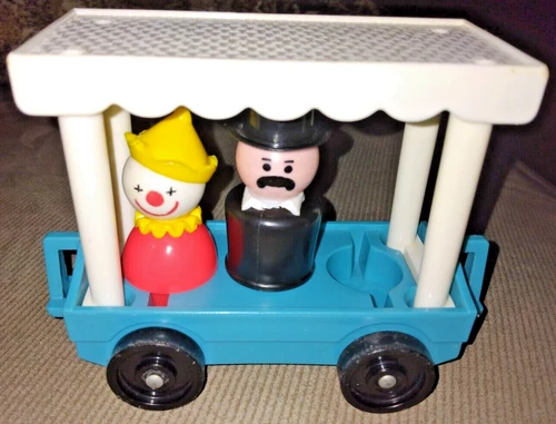 VINTAGE FISHER PRICE LITTLE PEOPLE TRAM CAR? CLOWN RINGMASTER CIRCUS ORIG ESTATE