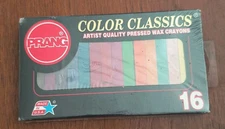 PRANG COLOR CLASSICS PRESSED WAX CRAYONS #97816 Made USA NEW BOX OF 16 Vtg.