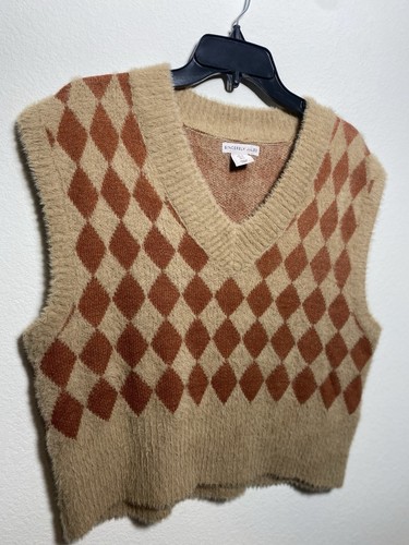 Sincerely Jules Small flauschig weich Argyle Diamant V-Ausschnitt Cropped Pullover Weste - Bild 4 von 4