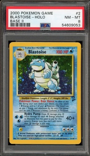 Pokemon Blastoise Base Set 2 Holo Rare #2 PSA 8