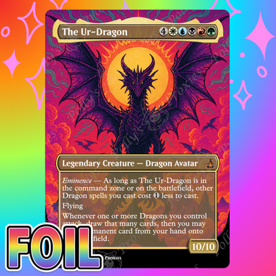 The Ur-Dragon FOIL Proxy Playtest Card Custom Metal Psychedelic Neon Art Design