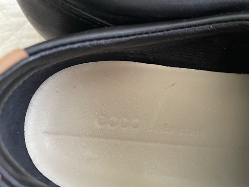 Women’s Ecco Soft 7 Black Tan Leather Flats Shoes Lace Up US 9 - Picture 6 of 9