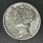 1943  Mercury Dime 10 cents USA Coin 90% Silver Liberty Freedom War WWII AU
