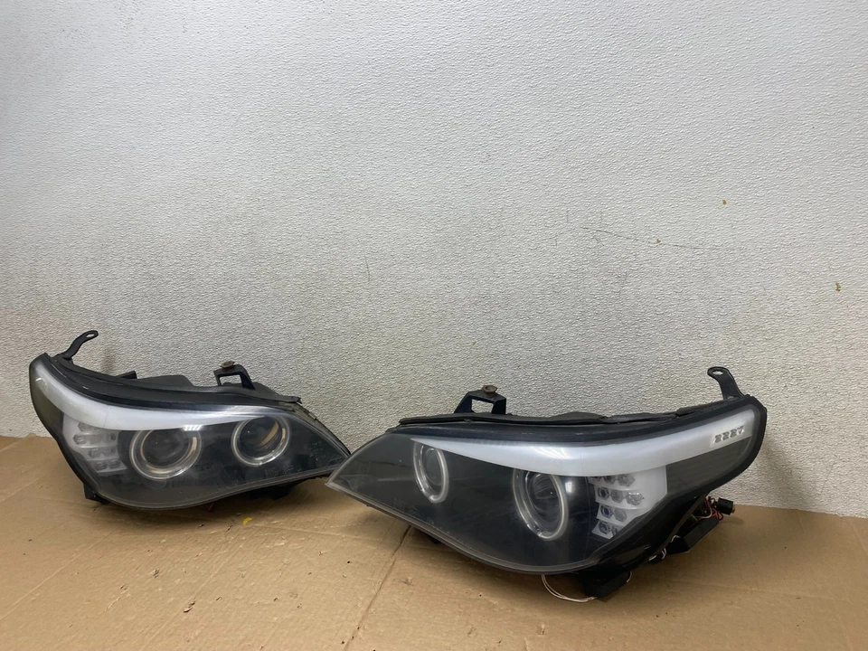 2004- 2007 Bmw 5 Series 535I 550I LED Right+Left Set Black Headlights T5664 DG - Image 2 of 4