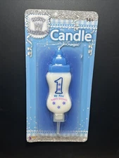 Happy 1st Birthday Blue Baby Bottle Candle By Forum Novelties