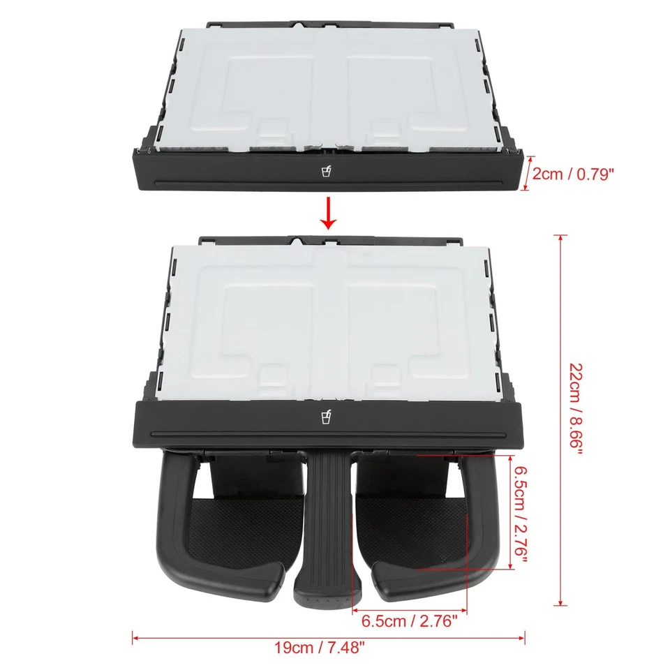 Portavasos consola central coche plegable 8P0885995B para Audi A3 para VW Jetta Foto 2 de 4