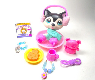 #ad Littlest Pet Shop Black White Husky #2246 with cute accessories authentic $35.00